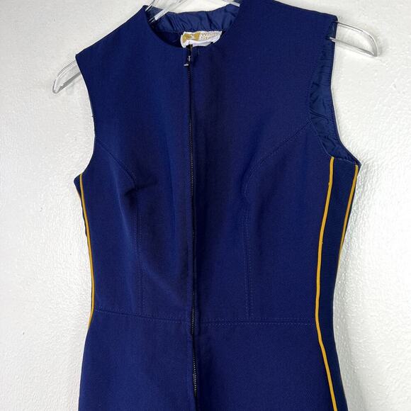 Vintage White Stag Sleeveless Jumpsuit Navy Blue Gold Stirrup Ski Suit XS - Picture 3 of 6